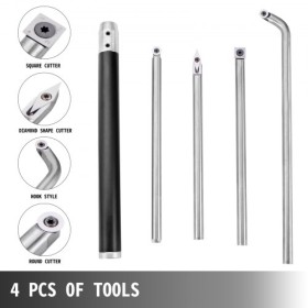 Wood Turning Tools for Lathe 4 PCS Set, Carbide Lathe Tools with Diamond Shape, Round, Square Cutters Replaceable Turning Lathe