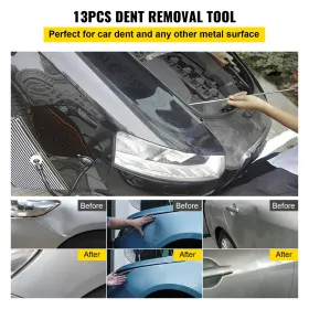 Rods Dent Removal Kit, 13 pcs Paintless Dent Repair Tool, 5 pcs Rustfrit stål Dent Rods, 8 Pcs Tapper Heads, Professional
