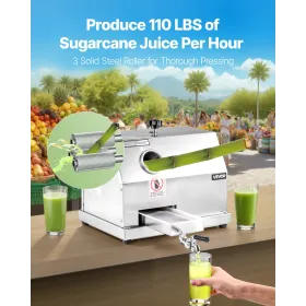 Kommerciel sukkerrør Juicer Machine 110 Lbs/H Output 3 Roller