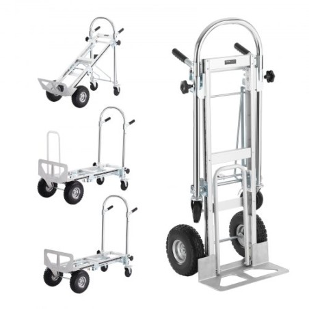 Aluminum Hand Truck, 4 in 1, 1000 lbs Load Capacity, Heavy Duty Industrial Convertible Folding Hand Truck and Dolly, Utility