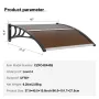 Window Door Awning Canopy 40" x 40", UPF 50+ Polycarbonate Entry Door Outdoor Window Awning Exterior, Front Door Overhang Awning