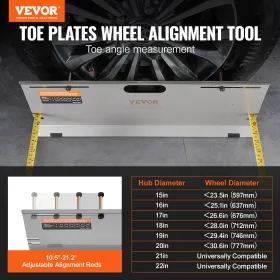 Wheel Alignment Tool, 2-Pack Alignment Tool Toe Plates, Stainless Steel Toe Angle Measurement Tool Plate, 4 Alignment Rods and