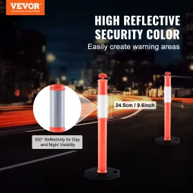 Traffic Delineator Post Cones, 2 Pack, Traffic Safety Delineator Barrier with 16.93 x 16.93 in Rubber Base, for Traffic Control