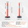 Traffic Delineator Post Cones, 2 Pack, Traffic Safety Delineator Barrier with 16.93 x 16.93 in Rubber Base, for Traffic Control 