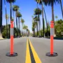 Traffic Delineator Post Cones, 2 Pack, Traffic Safety Delineator Barrier with 16.93 x 16.93 in Rubber Base, for Traffic Control 