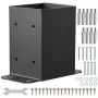 101.6x101.6mm Post Base 2 Pcs, Inner Size 91x91 Post Base Brackets, Heavy Duty Powder-Coated Post Anchor Matte Black Wood Post B