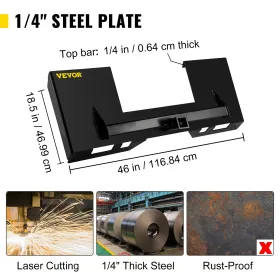 Universal Skid Steer Mount Plate 1/4 "Tyk