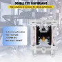 Air-Operated Double Diaphragm Pump, Inlet & Outlet, Polypropylene Body, 9.46 L/min, PTFE Diaphragm Pneumatic Transfer Pump for P