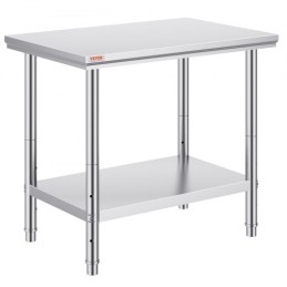 Work Table 24 x 36 x 32 Inches NSF Stainless Steel Work Table for Commercial Kitchen Prep Workbench 60X90X80cm with Lower Shelf