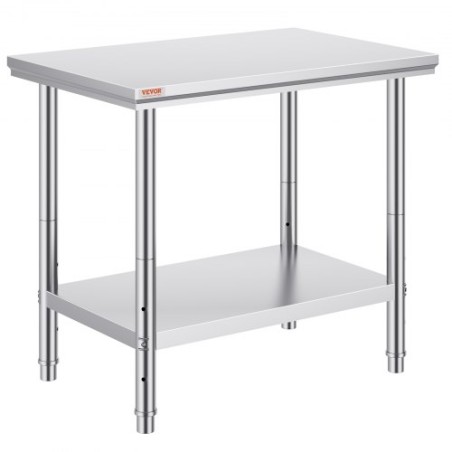 Work Table 24 x 36 x 32 Inches NSF Stainless Steel Work Table for Commercial Kitchen Prep Workbench 60X90X80cm with Lower Shelf