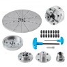 KP965 Lathe Chuck, 4-Jaw 3.75" Diameter, Metal Lathe Chuck Turning Machine Accessories with 5 Sets of Jaws, Self-centering