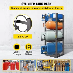 Refrigerant Tank Rack Cylinder Tank Rack with 2-30lb and 3 Small Bottles