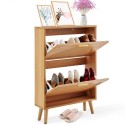 Shoe Cabinet with 2 Flip Drawers Rattan Shoe Storage Cabinet for Entryway