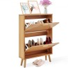 Shoe Cabinet with 2 Flip Drawers Rattan Shoe Storage Cabinet for Entryway