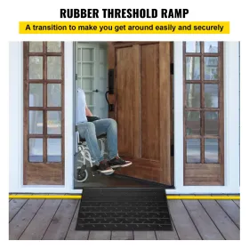 Rubber Threshold Ramp, 3" Rise Threshold Ramp Doorway, 3 Channels Cord Cover Rubber Solid Threshold Ramp, Rubber Angled Entry