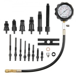 Diesel Engine Compression Tester, 18 pcs Cylinder Pressure Test Tool Kit, with 0-1000 psi Gauge and Adapters, Diesel Injector