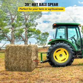 Pair Hay Spear 39" Bale Spear 3000 lbs Capacity, Bale Spike Quick Attach Square Hay Bale Spears 1 3/4", Red Coated Bale Forks, B