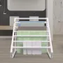 Pool Towel Rack, 8 Bar, White, Freestanding Outdoor PVC Triangular Poolside Storage Organizer, Include 8 Towel Clips, Mesh Bag, 