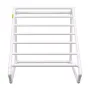 Pool Towel Rack, 8 Bar, White, Freestanding Outdoor PVC Triangular Poolside Storage Organizer, Include 8 Towel Clips, Mesh Bag, 