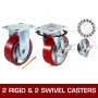 4 Pack 6 x 2 tommer Caster Wheels 2 Stive og 2 drejelige hjul