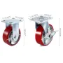 4 Pack 15.24 x 5.08 cm Caster Wheels 2 Rigid and 2 Swivel Casters with Side Brake Polyurethane Iron Core Plate 453.59 kg Capacit