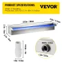 Waterfall Pool Fountain Rectangular & Led Strip Light 60 x 11.5 x 8 cm/23.6" X 4.5" X 3.1"