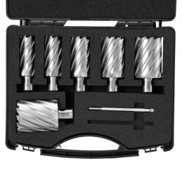 Annular Cutter Set, 6 Pcs Weldon Shank Mag Drill Bits, 2 "Skæredybde, 1" til 2 "Skærediameter, M2al High-Speed ​​Steel, med