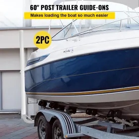 Boat Trailer Guide-On, 60 ", 2pcs Steel Trailer Post Guide Ons, med hvide PVC-rørdæksler, komplet monteringstilbehør"