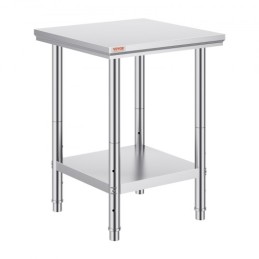 Work Table 24 x 24 x 32 Inches NSF Stainless Steel Work Table for Commercial Kitchen Prep Workbench 60X60X80cm with Lower Shelf
