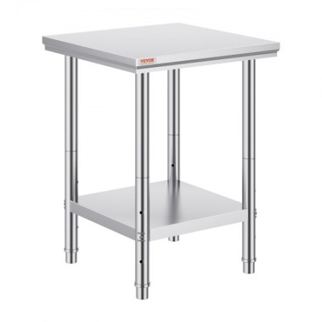 Work Table 24 x 24 x 32 Inches NSF Stainless Steel Work Table for Commercial Kitchen Prep Workbench 60X60X80cm with Lower Shelf