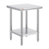 Work Table 24 x 24 x 32 Inches NSF Stainless Steel Work Table for Commercial Kitchen Prep Workbench 60X60X80cm with Lower Shelf
