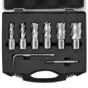 Annular Cutter Set, 6 Pcs Weldon Shank Mag Drill Bits, 1 "Skæredybde, 1/2" til 1-1/16 "Skærediameter, M2AL High-Speed