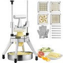 Commercial Vegetable Fruit Chopper, Stainless Steel French Fry Cutter with 4 Blades 1/4" 3/8" 1/2", 6-wedge Slicer, Chopper