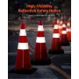 Safety Cones, 8 x 30\" Traffic Cones, PVC Orange Construction Cones, Reflective Collars Traffic Cones with Black Weighted Base U