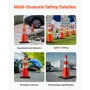 Safety Cones, 8 x 30\" Traffic Cones, PVC Orange Construction Cones, Reflective Collars Traffic Cones with Black Weighted Base U