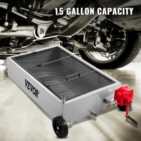 Oil Drain Pan 15 Gallon Oil Drain Tank, 57L Low Profile Oil Drain Pan, Large Capacity Oil Change Pan, Foldable Hand, with Pump,