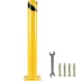 Safety Bollard 122 cm x 14 cm, Safety Barrier Bollard 14 cm OD 122 cm Height, Yellow Powder Coat Pipe Steel Safety Barrier, with