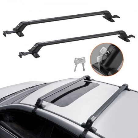 Universal Roof Rack Cross Bars, Aluminum Roof Rack Crossbars, Fit Roof without Side Rail, 155 lbs Load Capacity, Adjustable