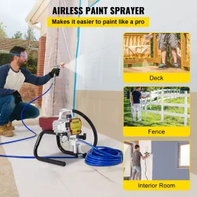 Pro Airless Wall Paint Sprayer 1800W Electric Sprayer Gun Kit, 22MPa Justerbart spraytryk med 15 m rør til væg &