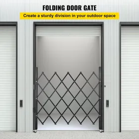 Single Folding Security Gate, 48" H x 66" W Folding Door Gate, Steel Accordion Security Gate, Flexible Expanding Security Gate,