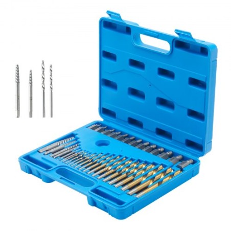 Screw Extractor with Drill Bit Set, 35-Piece Bolt Extractor Kit, 19 PCS Bolt Extractors and 16 PCS Reverse HSS Drill Bits, with