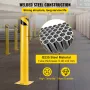 Safety Bollard 48"x4.5" Safety Barrier Bollard 4-1/2" OD 48" Height Yellow Powder Coat Pipe Steel Safety Barrier with 4 Free Anc