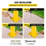 Safety Bollard 48"x4.5" Safety Barrier Bollard 4-1/2" OD 48" Height Yellow Powder Coat Pipe Steel Safety Barrier with 4 Free Anc