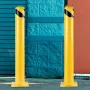 Safety Bollard 48"x4.5" Safety Barrier Bollard 4-1/2" OD 48" Height Yellow Powder Coat Pipe Steel Safety Barrier with 4 Free Anc