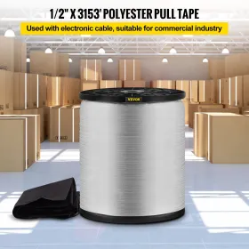1250Lbs Polyester Pull Tape, 3153' x 1/2" Flat Tape for Wire & Cable Conduit Work Variable Functions, Flat Rope for