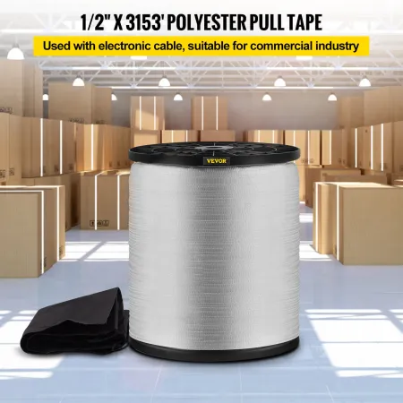1250 kg polyester pull tape, 3153 'x 1/2 "fladt tape til tråd &
