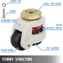 4 Pack Leveling Caster GD-80S Stem Mounted Footmaster Leveling Caster 500 kg per Leveling Caster Wheels Nylon Wheel and NBR Pad 