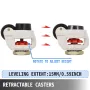 4 Pack Leveling Caster GD-80S Stem Mounted Footmaster Leveling Caster 500 kg per Leveling Caster Wheels Nylon Wheel and NBR Pad 