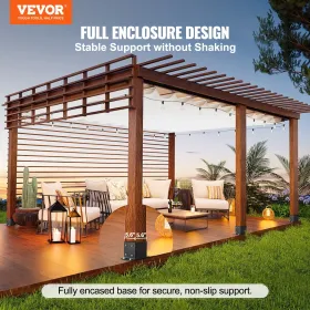 6x6 Postbase 4 stk, indre størrelse 5,6 "X5.6" Postbasebeslag, kraftigt pulverovertrukket post Anker Matte Black Wood Post