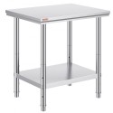 Work Table 24 x 30 x 32 Inches NSF Stainless Steel Work Table for Commercial Kitchen Prep Workbench 60X76X80cm with Lower Shelf